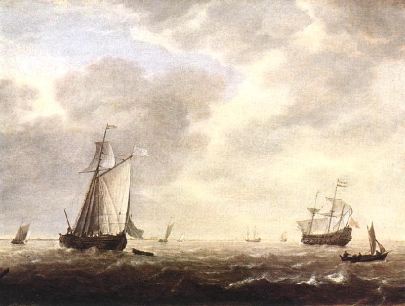 VLIEGER, Simon de A Dutch Man-of-war and Various Vessels in a Breeze r oil painting picture